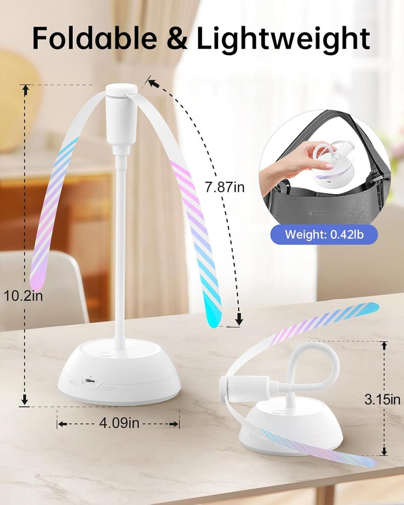 Edvision 4PCS Food Fan for Table, 2000mAh Rechargeable Portable Tabletop Fans with Holographic Blades and 360° Goose-Neck, Table Food Spinner Quiet for Picnic, Home, Party, BBQ(White) - Image 2